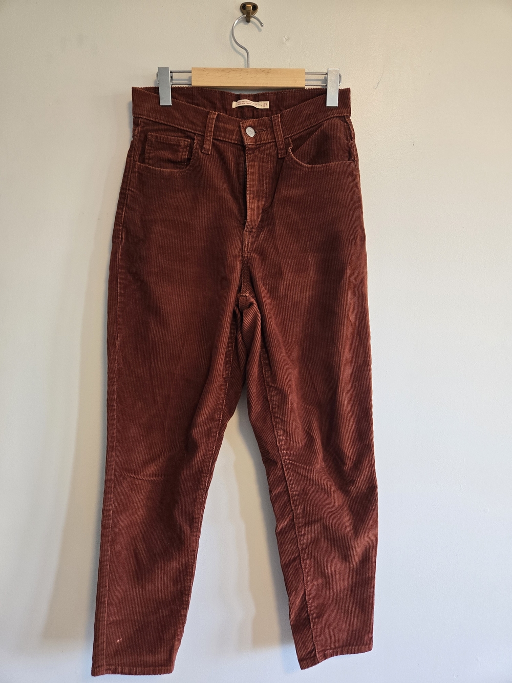 Levi's Corduroy High Waisted Mom Jeans in Deep Rust